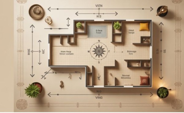 Vastu home layout showing directions and spatial arrangement